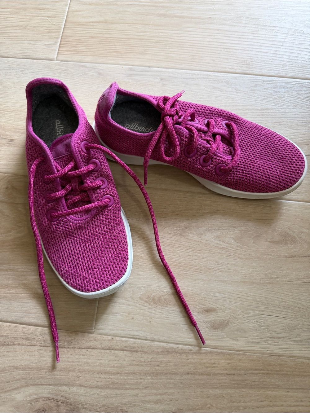 allbirds Women's Magenta Knit Lace-Up Sneakers